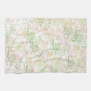 Romantisch, Aquamarin, Aquarell, Chic, floral Geschirrtuch
