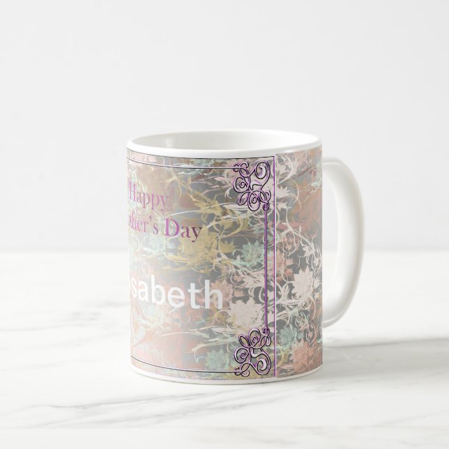 Romantisch, Aquamarin, Aquarell, Chic, floral Kaffeetasse (VorderseiteRechts)