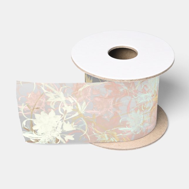 Romantisch, Aquamarin, Aquarell, Chic, floral Satinband (Spule)