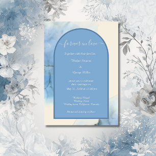 romantisch-blaue abstrakte Hochzeit Einladung