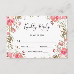 Romantisch Blüten-erröten Blumenhochzeit UAWG RSVP Karte