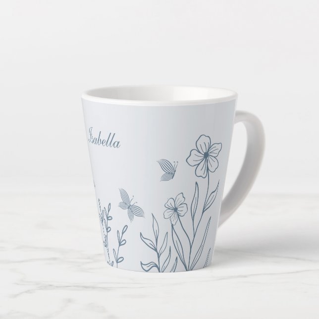 Romantisch elegant dusty blau milchtasse (Rechte Ecke)