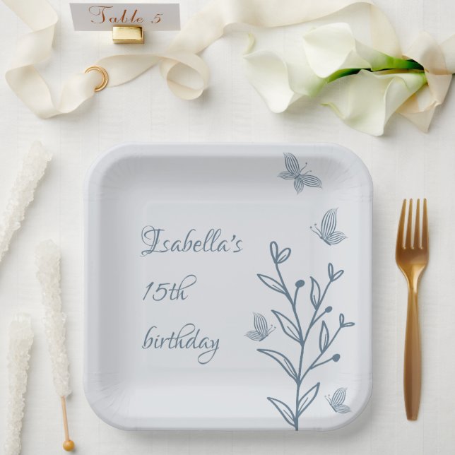 Romantisch elegant dusty blau pappteller (Hochzeit)