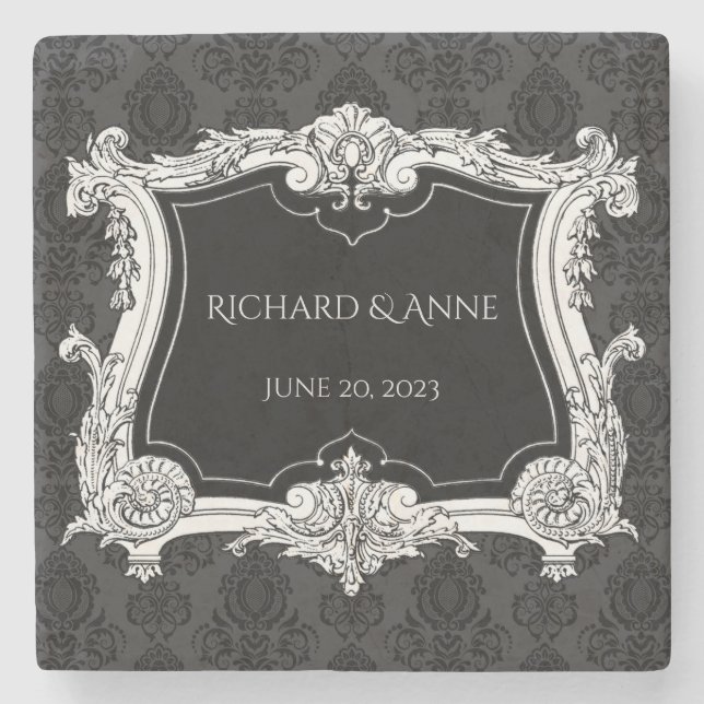 Romantisch, elegant französisch Gerahmt Steinuntersetzer (Vorderseite)