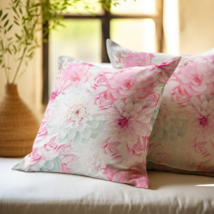Romantisch Elegant Rosa Blumen Gemalt Kissen