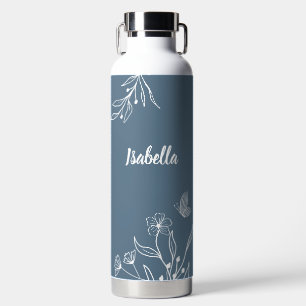 Romantisch elegante staubblaue Blüten  Trinkflasche