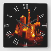 romantisch mystische Kerzen Holz Wanduhr