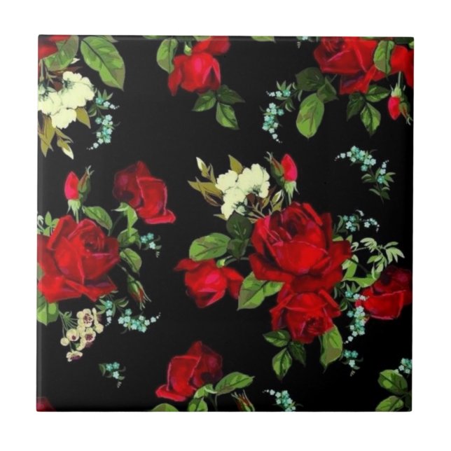 Romantisch. rote Rosen. Fliese (Vorderseite)