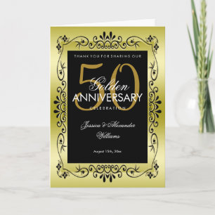 Romantisch vergoldet gerahmt 50. Hochzeitstag Dankeskarte