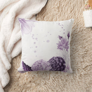 romantisch violette Blumen botanisch Kissen