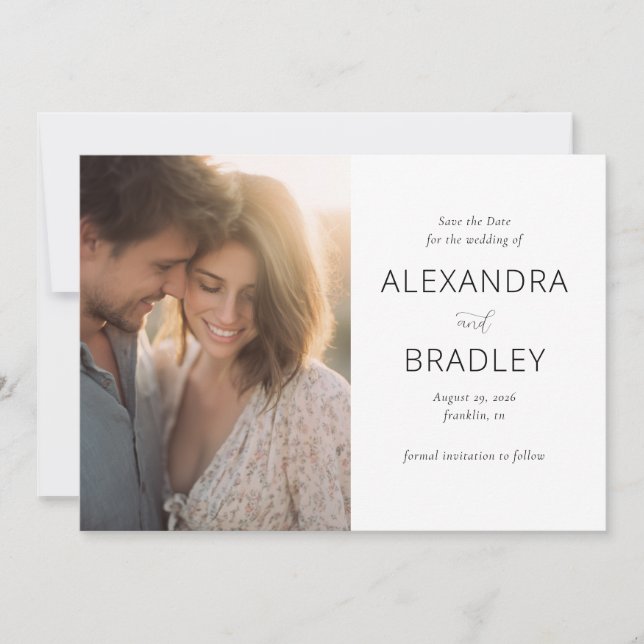 Romantisch Warmer Minimalistischer Foto Save The Date (Vorderseite)