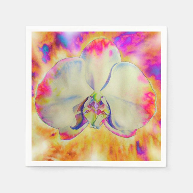 Romantische abstrakte Orchideenmalerei Serviette (Vorderseite)