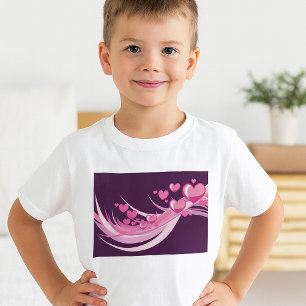 Romantische Abstrakte rosa Herzdesign auf Lila T-Shirt