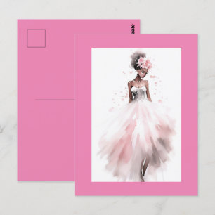 Romantische afroamerikanische Hochzeitsbraut Postkarte