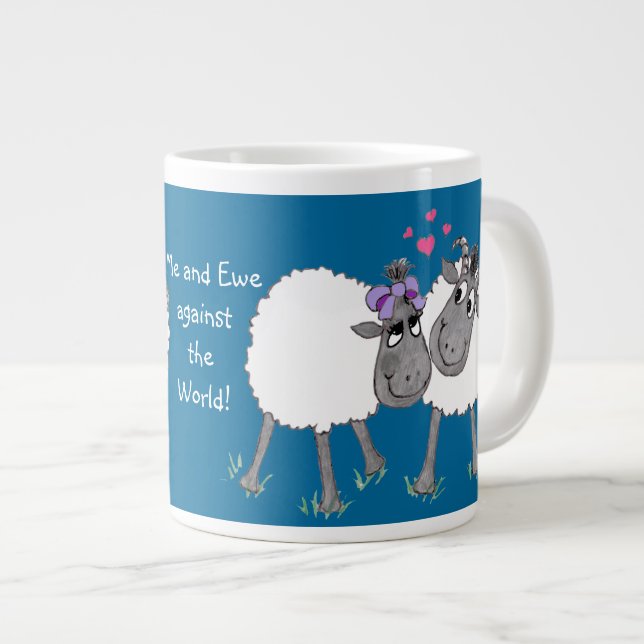 Romantische Alberne SchafsTasse zur Personalisieru Jumbo-Tasse (Vorderseite Rechts)