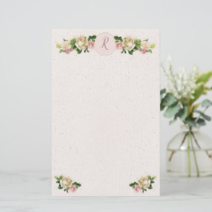Romantische Alte Rose Monogram Stationer Briefpapier