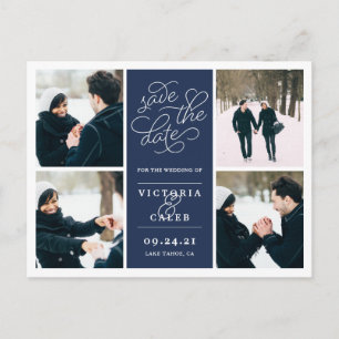 Romantische Anfrage FotoCollage Save the Date Ankündigungspostkarte