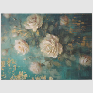 Romantische antike Emerald- und Gold-Designserie 1 Seidenpapier