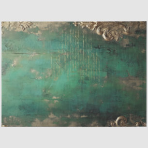Romantische antike Emerald- und Gold-Designserie 1 Seidenpapier