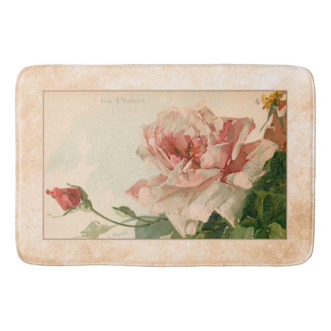 Romantische antike Rosa Rose Badematte (Vorderseite)