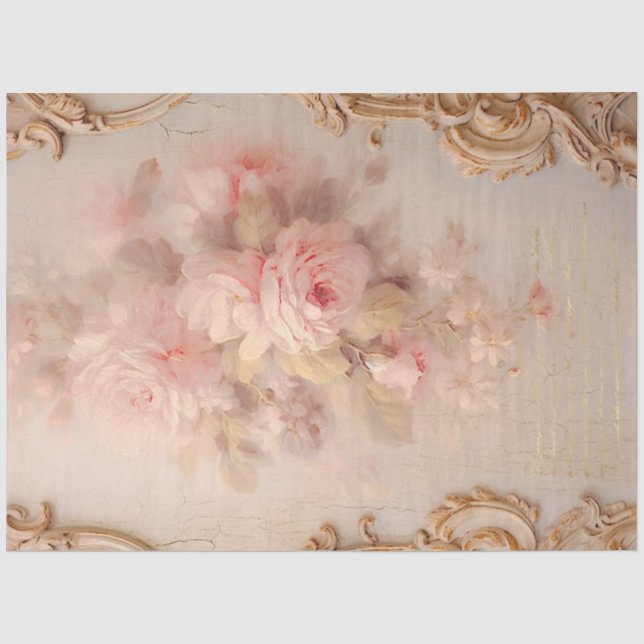 Romantische antike rosa und goldene Designserie 3 Seidenpapier (Vorderseite)