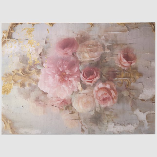 Romantische antike rosa und goldene Designserie 5 Seidenpapier (Vorderseite)