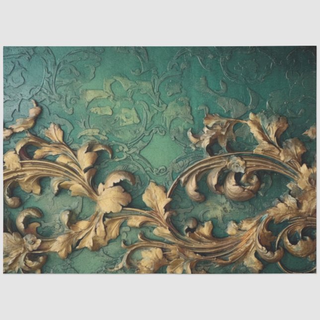 Romantische antike Smaragde und Gold Design Serie  Seidenpapier (Vorderseite)