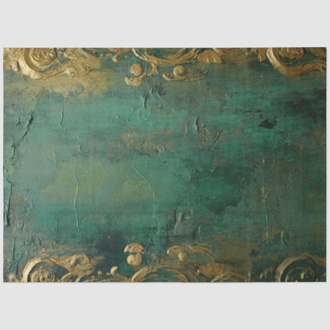 Romantische antike Smaragde und Gold Design Serie  Seidenpapier (Vorderseite)