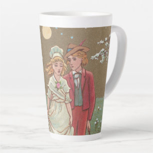 Romantische antike Valentinstagskarte, 1876 Milchtasse