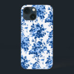 Romantische antike Vintage Rose blau auf Weiß Case-Mate iPhone Hülle<br><div class="desc">Elegante und klassische antike Vintage Delft-blaue Rose auf weißem Hintergrund.</div>