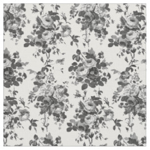 Romantische antike Vintage Rose grau auf weiß Stoff