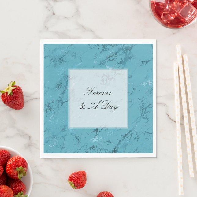 Romantische Aqua Blue Marble Wedding Serviette (Beispiel)