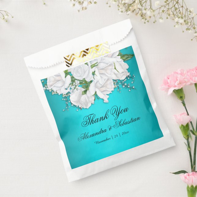 Romantische Aqua und Rose Hochzeit Geschenktütchen (Versiegelt)