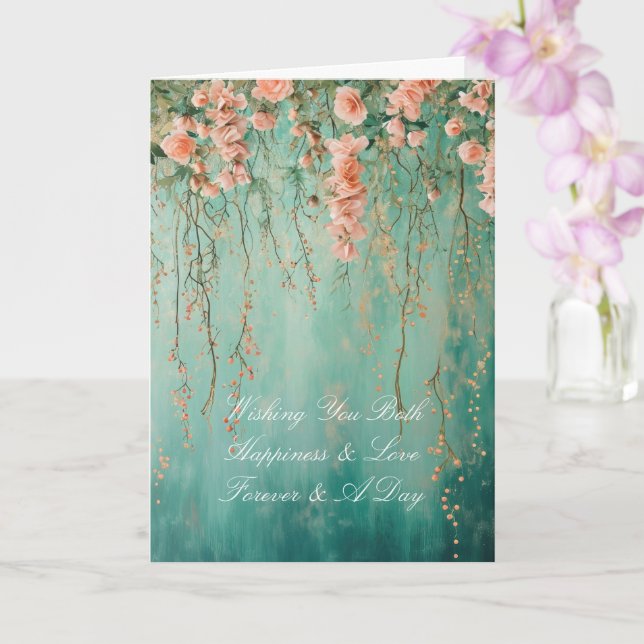 Romantische Aquamarin Blush-Blume Hochzeit Karte (Orchidee)