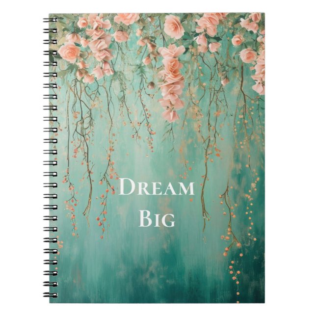 Romantische Aquamarin Blush Pink Blume Traumhaft Notizblock (Vorderseite)