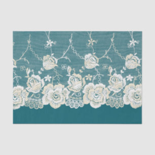 Romantische Aquamarin-grüne blaue Lace Blumenhochz Seidenpapier