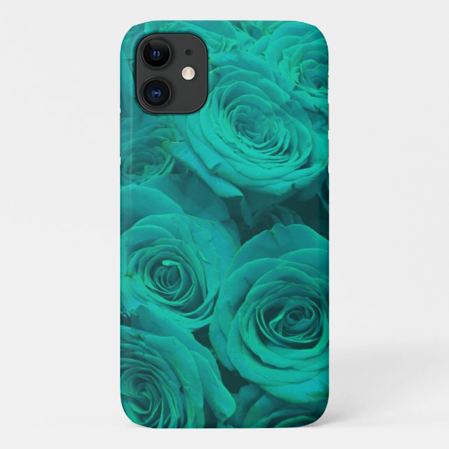 Romantische aquamarin-grüne Rose Case-Mate iPhone Hülle (Rückseite)