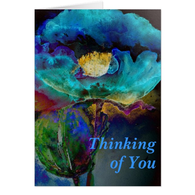 Romantische aquamarine Blumenbemalung (Vorne)