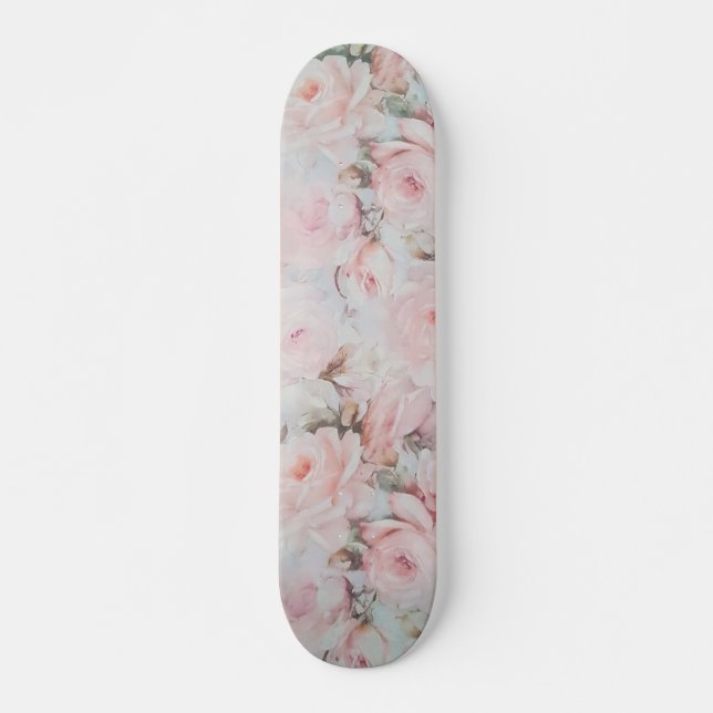 Romantische aquamarine elegante Rosen-Blumen des Skateboard (Vorne)