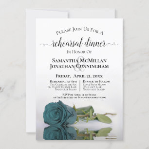 Romantische Aquamarine Rose Hochzeitsessen Probe Einladung