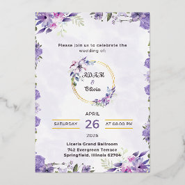Romantische Aquarell-Blumen-Hochzeitseinladung Folieneinladung