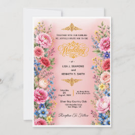 Romantische Aquarell-Blumen-Hochzeitseinladung Save The Date