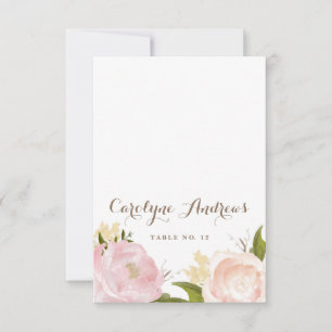 Romantische Aquarell-Blumen-Hochzeitsplatzkarte Einladung