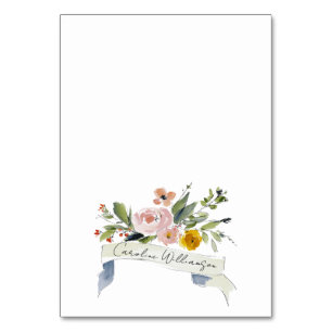 Romantische Aquarell-Blumen-Hochzeitsplatzkarte Tischnummer