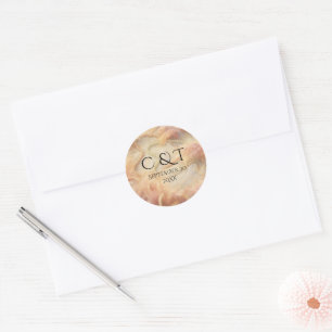 Romantische Aquarell-Blumen-Perlen-Federn-Hochzeit Runder Aufkleber