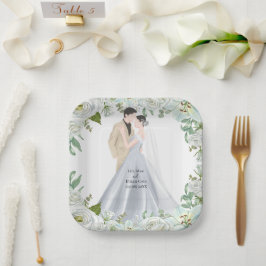 Romantische Aquarell-Hochzeit Pappteller
