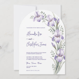 Romantische Aquarell-Iris-Gartenhochzeit Einladung
