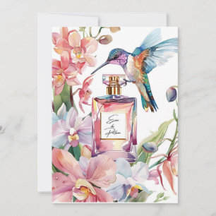 Romantische Aquarell-Kolibri- und Orchideenkarte Karte
