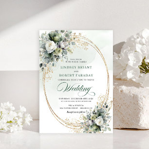 Romantische Aquarell-Weiße-Rosen-Hochzeitseinladun Einladung