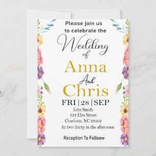 Romantische Aquarell-Wiesen-Hochzeitseinladung Save The Date